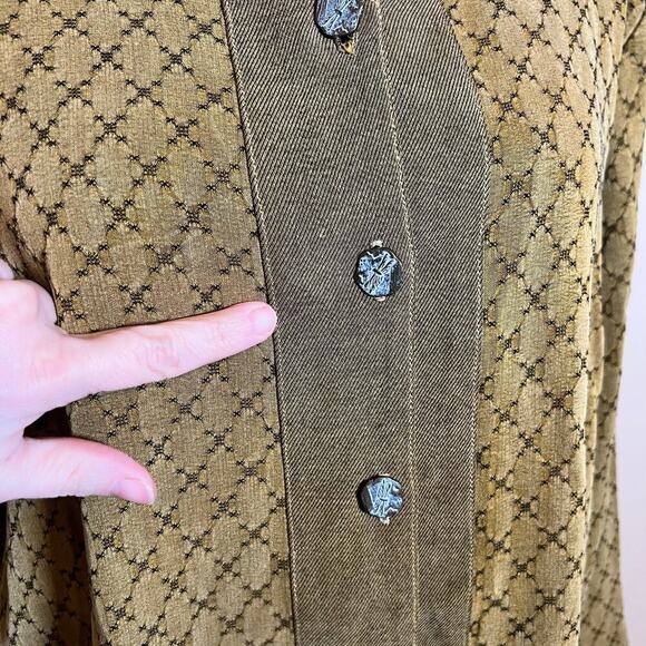 David Dart Vintage Tencel Blend Dragonfly Button Shirt Green Tunic Nature Medium - Picture 7 of 9